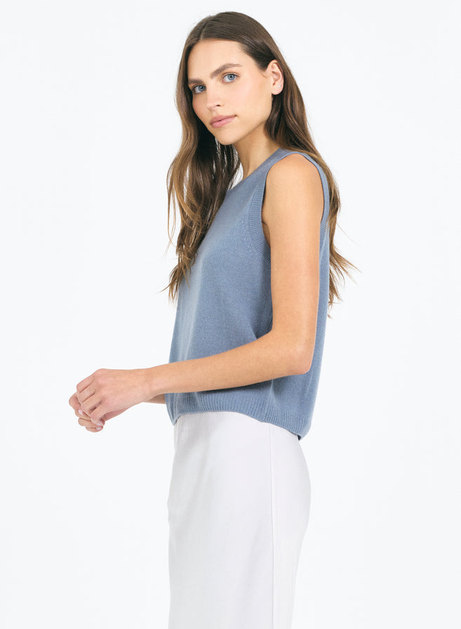One Grey Day Forbes Sleeveless Tee Cadet