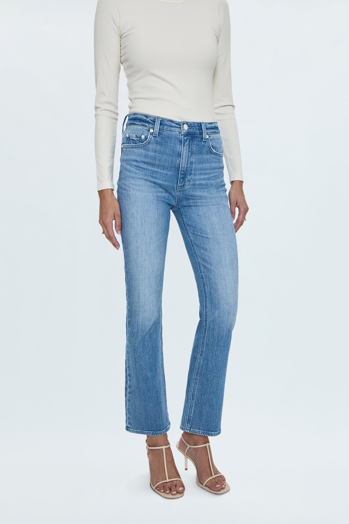 PISTOLA Krista High Rise Slim Flare Jean in Exam