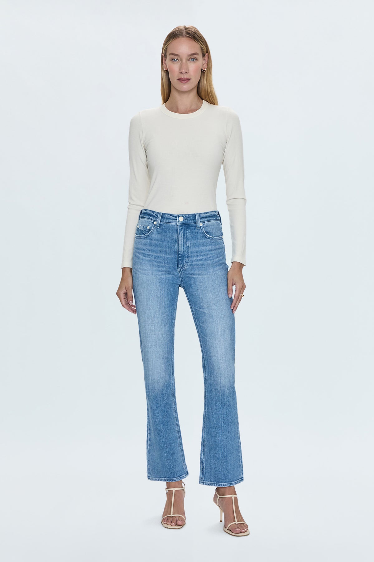 PISTOLA Krista High Rise Slim Flare Jean in Exam
