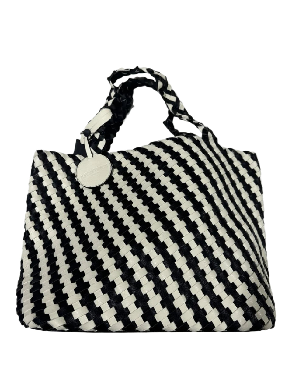 Ilse Jacobsen Reversible Woven Tote Bag 08 White and Black