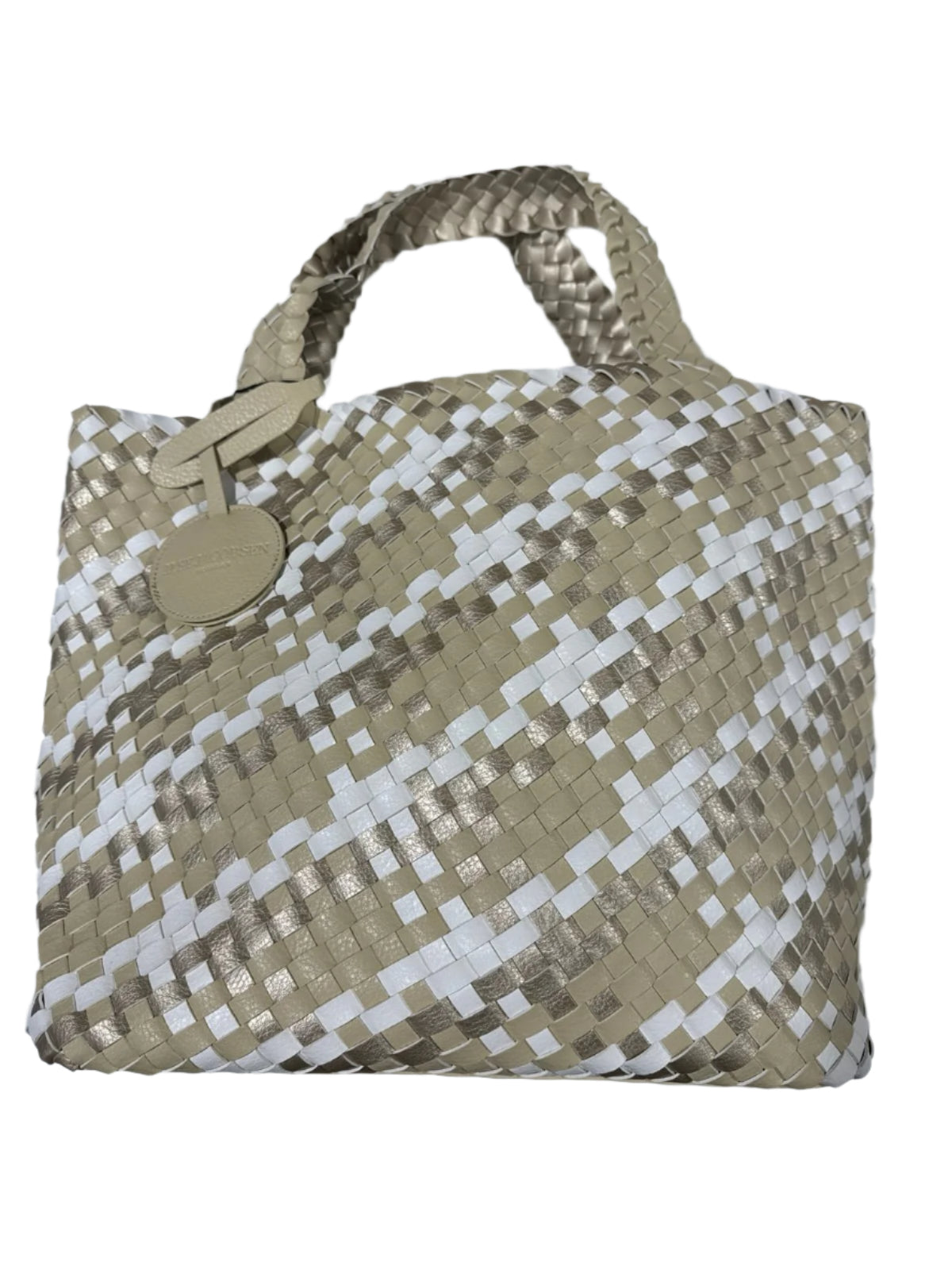 Ilse Jacobsen Reversible Woven Tote Bag 08 Ivory and White