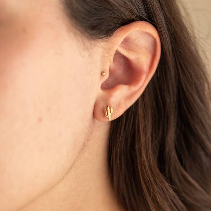 The Land of Salt Saguaro Cactus Stud Earrings