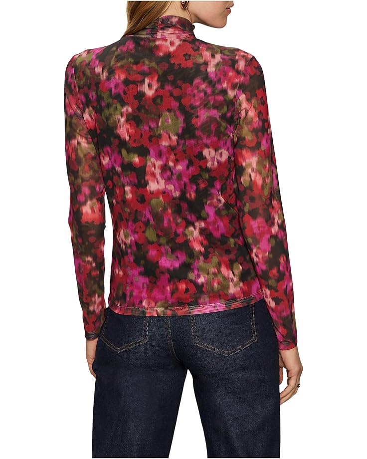 Sanctuary Long Sleeve Mesh Mock Berry Glow