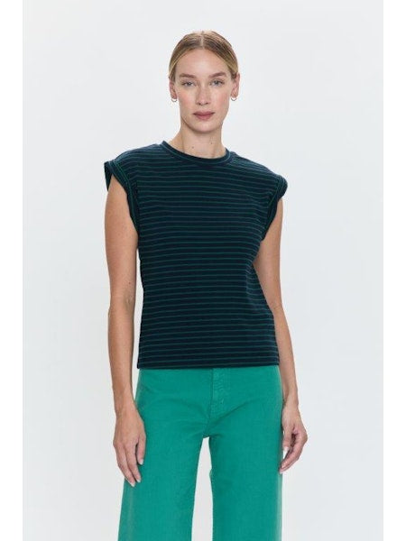 PISTOLA Olivia Tee Navy Green Stripe