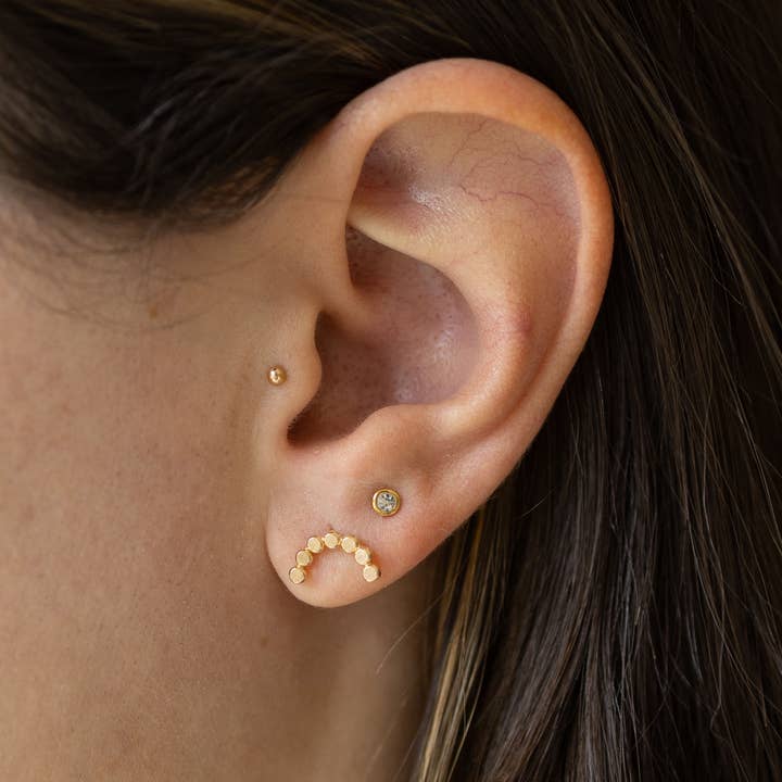 The Land of Salt Hammered Dot Arch Stud Earrings