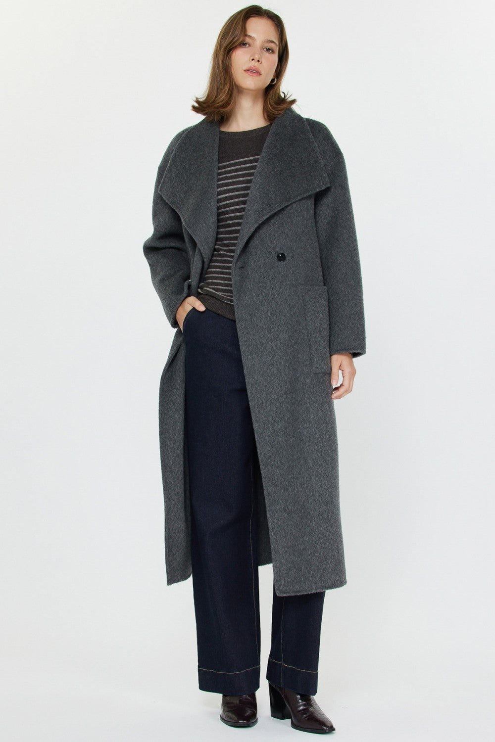 NYLAND Dulcimer Handmade Wool Long Coat Charcoal