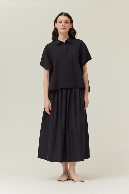 NYLAND Ruth Seersucker Box Shirt Black