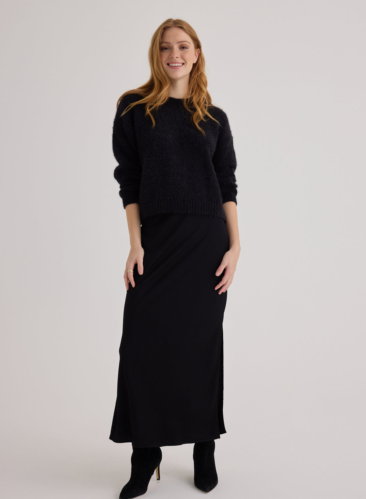 Bella Dahl Drop Shoulder Sweater in Black