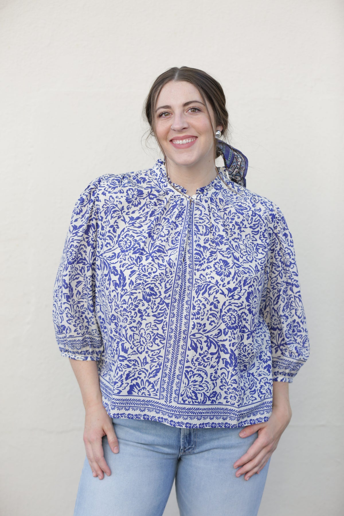 Birds of Paradis by Trovata Orly Blouse in Hydra Border