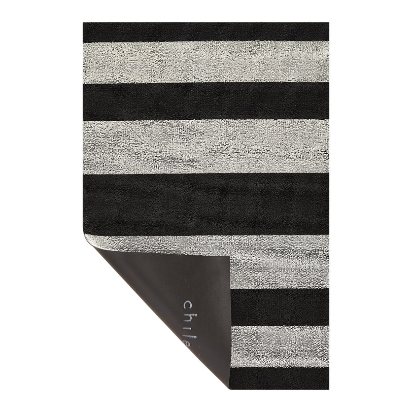 Chilewich Bold Stripe Shag Doormat 18x26 Black White