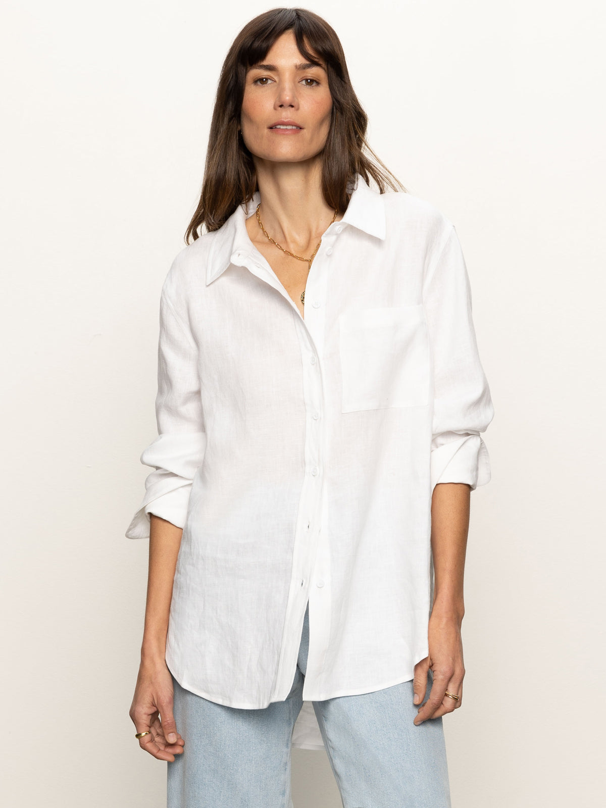 Sanctuary Relaxed Linen Shirt in White