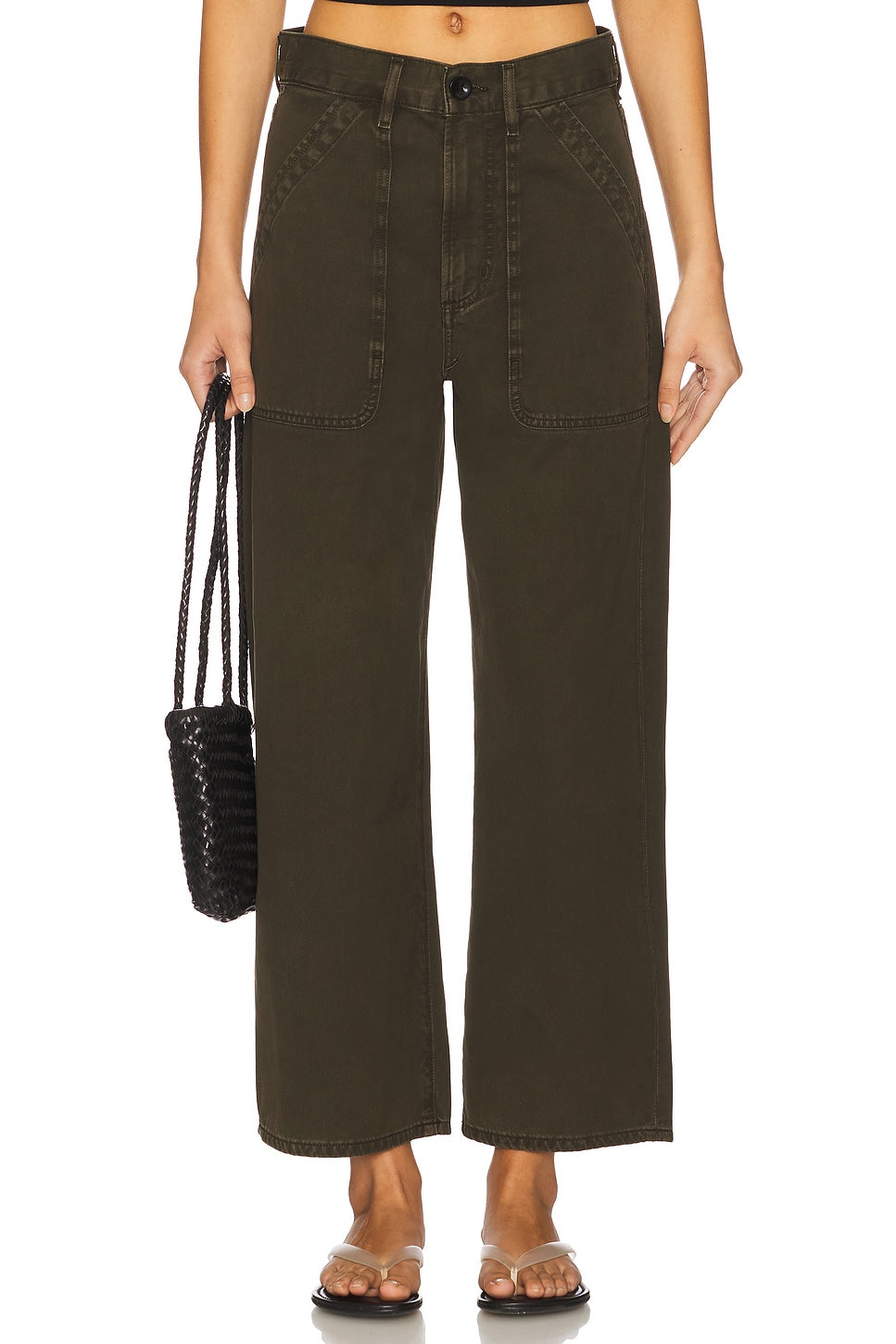 Citizens of Humanity Ayla Cargo Crop in Dark Olive