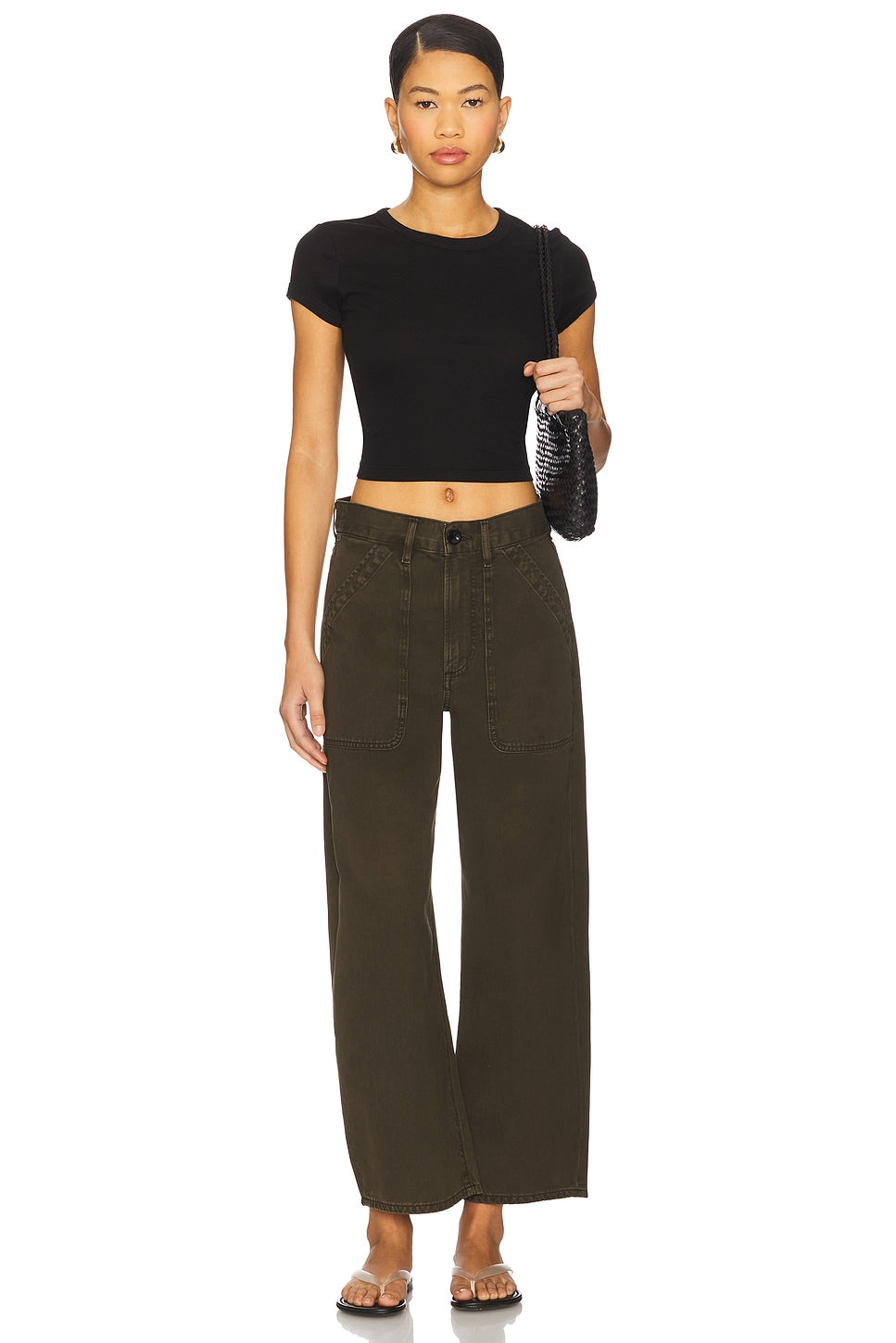 Citizens of Humanity Ayla Cargo Crop in Dark Olive