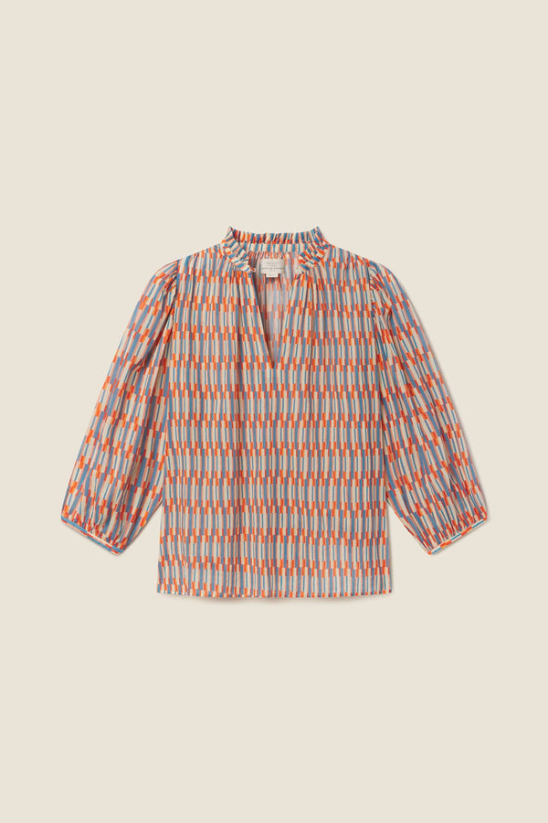 Birds of Paradis by Trovata Orly Blouse in Retro Grid