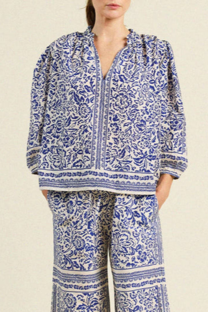 Birds of Paradis by Trovata Orly Blouse in Hydra Border