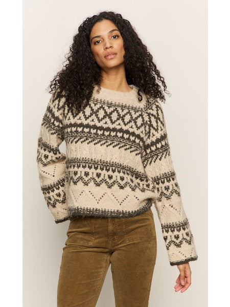 Sanctuary Fairisle Crew Neck Sweater Light Oak