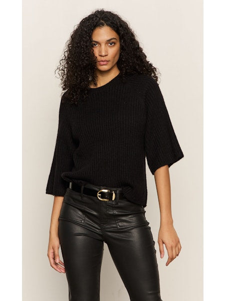 Sanctuary Ribbed Sweater Tee Black