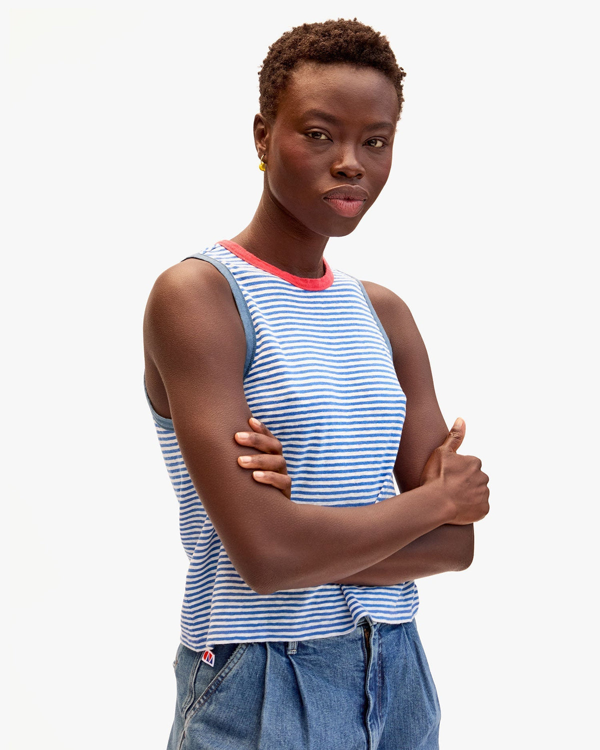 Clare V. Camp Fit Tank Blue Cream