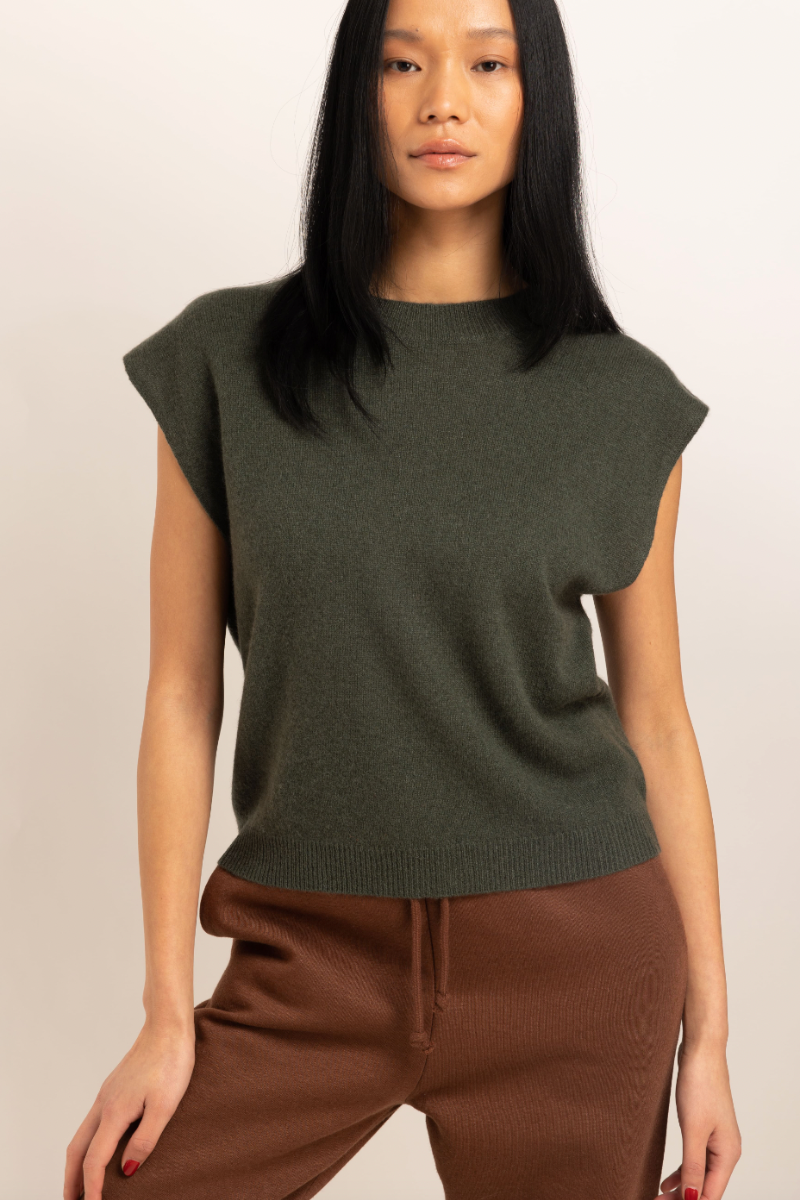 CRUSH Lucca Crew Tank in Khaki