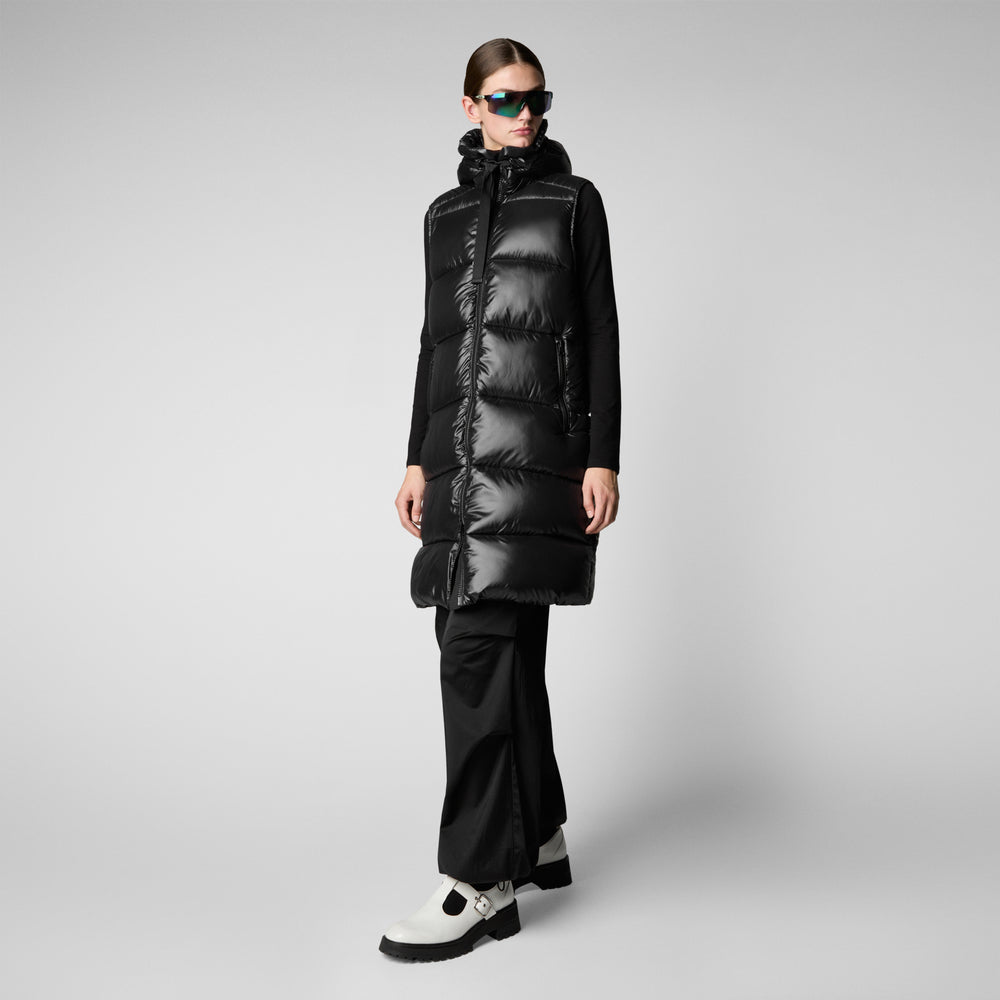 Save The Duck Iria Long Puffer Vest in Black