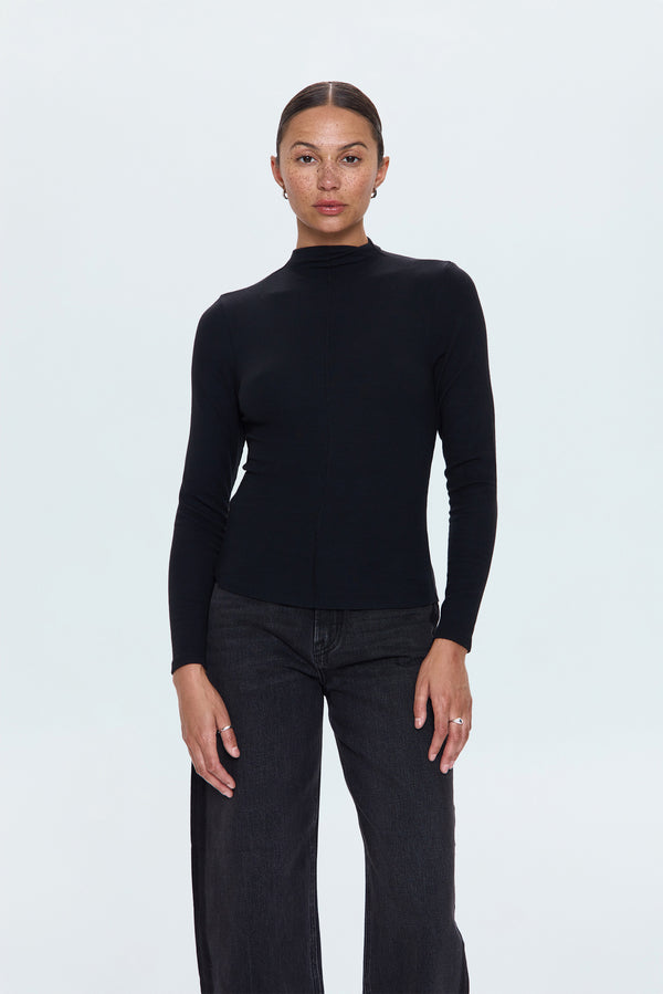 PISTOLA Dara LS Funnel Neck Top in Noir