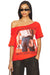 DAYDREAMER Bruce Springsteen Born In The USA Off The Shoulder Tee Red