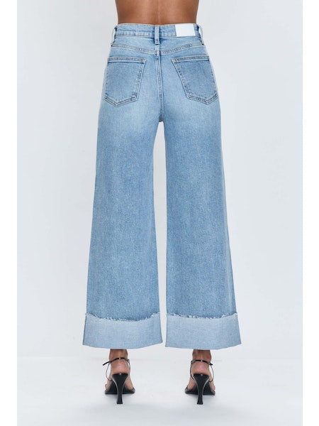 PISTOLA Lana Crop Cuffed High Rise Ultra Wide Leg in Snowcat