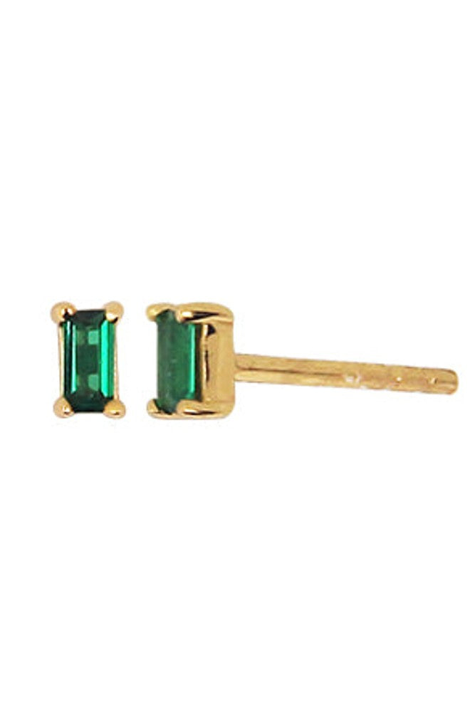 The Land of Salt Dara Emerald CZ Baguette Stud Earrings