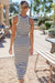 EMERSON FRY Racerback Tank Dress Maxi in Navy Stripe Rib