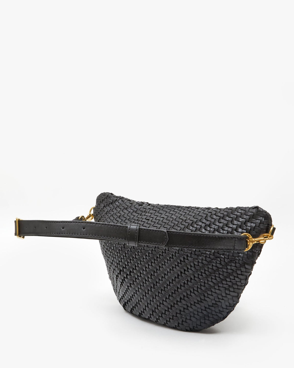 Clare V. Woven Zig-Zag Grande Fanny Black