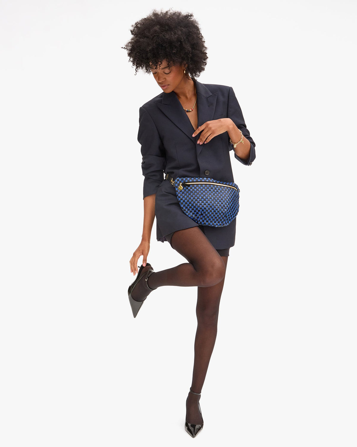 Clare V. Woven Checker Grande Fanny