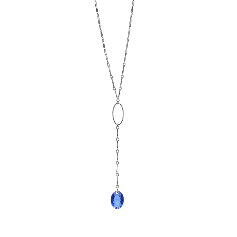 Kenda Kist Elliptic Drop Necklace Silver Sapphire
