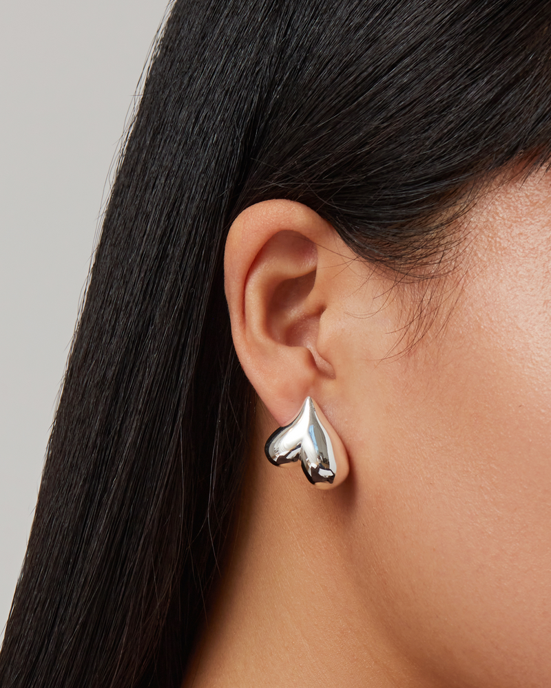 Jenny Bird Art Heart Button Earrings