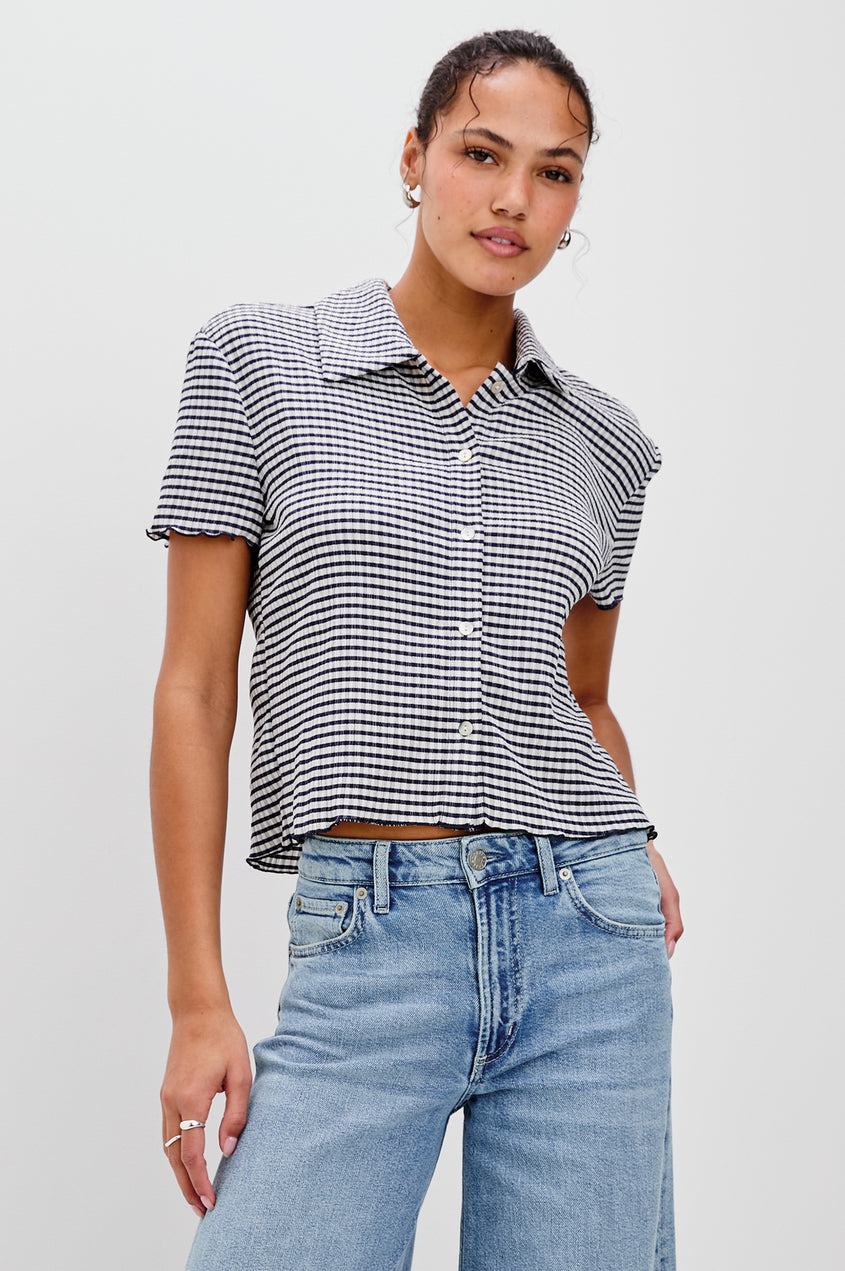 Rails Limon Button Down in Navy Gingham