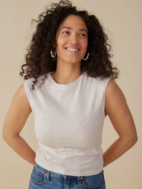 Mata Traders Ruched Top in Tree Rings Shell