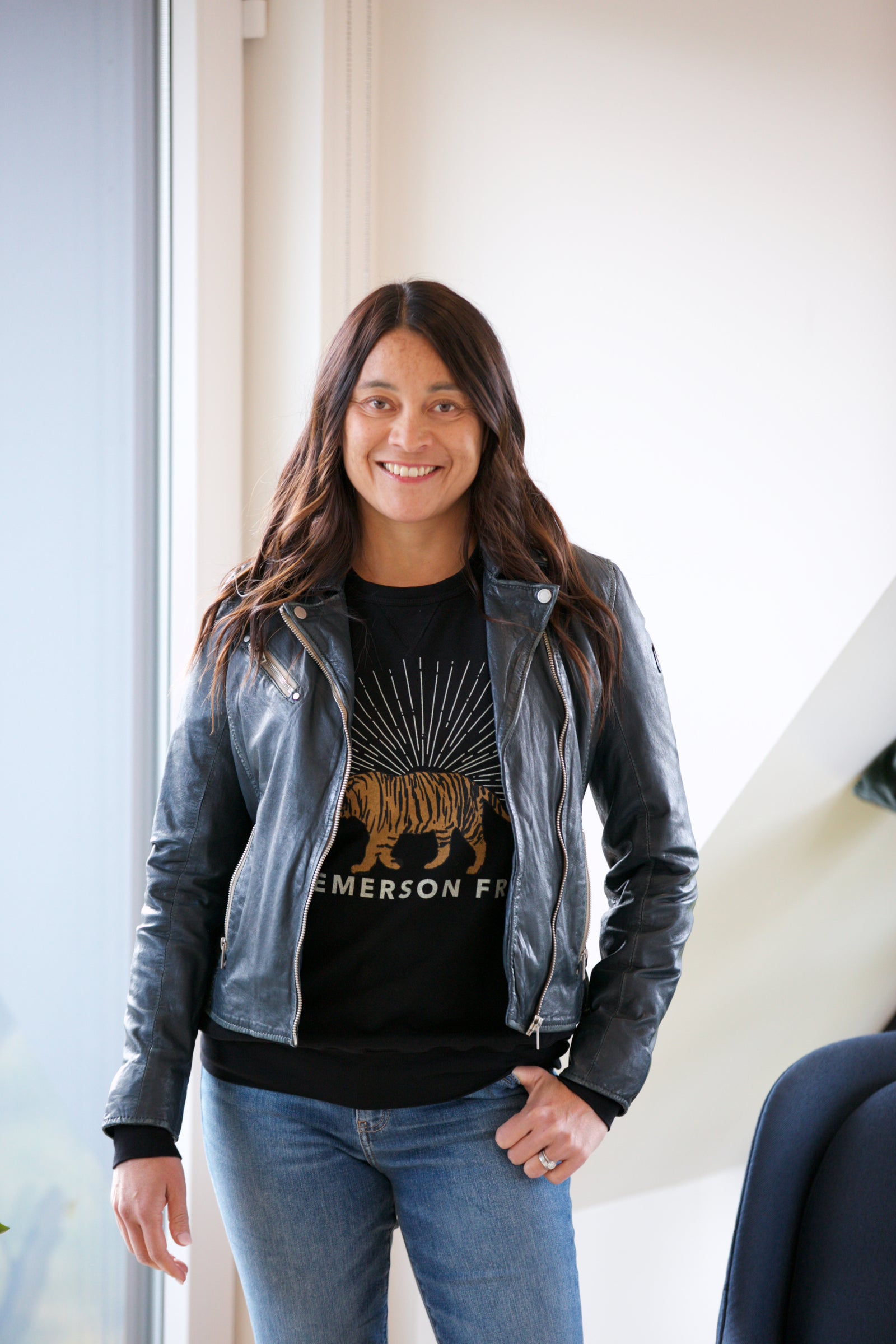 Mauritius Leather Sofia 4 RF Jacket Denim Blue