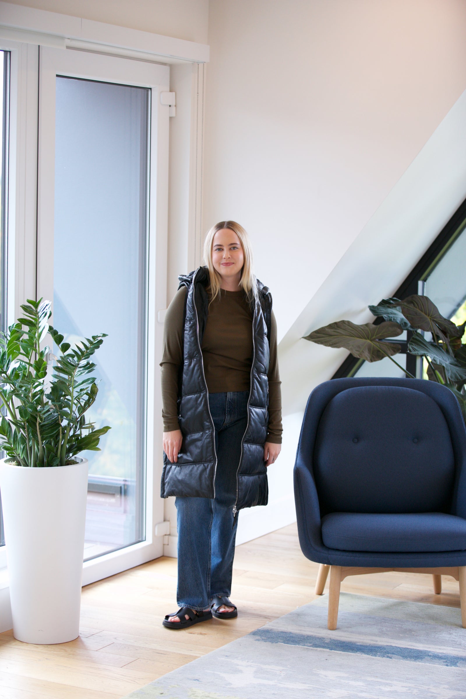 Mauritius Leather Veo CF Leather Puffer Vest Jacket black