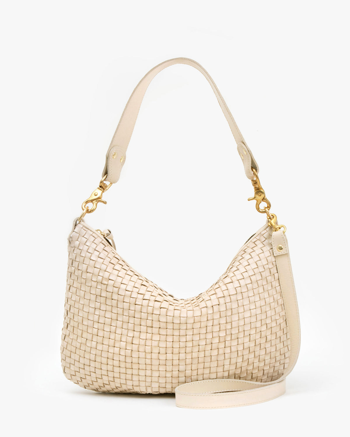 Clare V. Moyen Messenger Cream Woven Checker&#39;