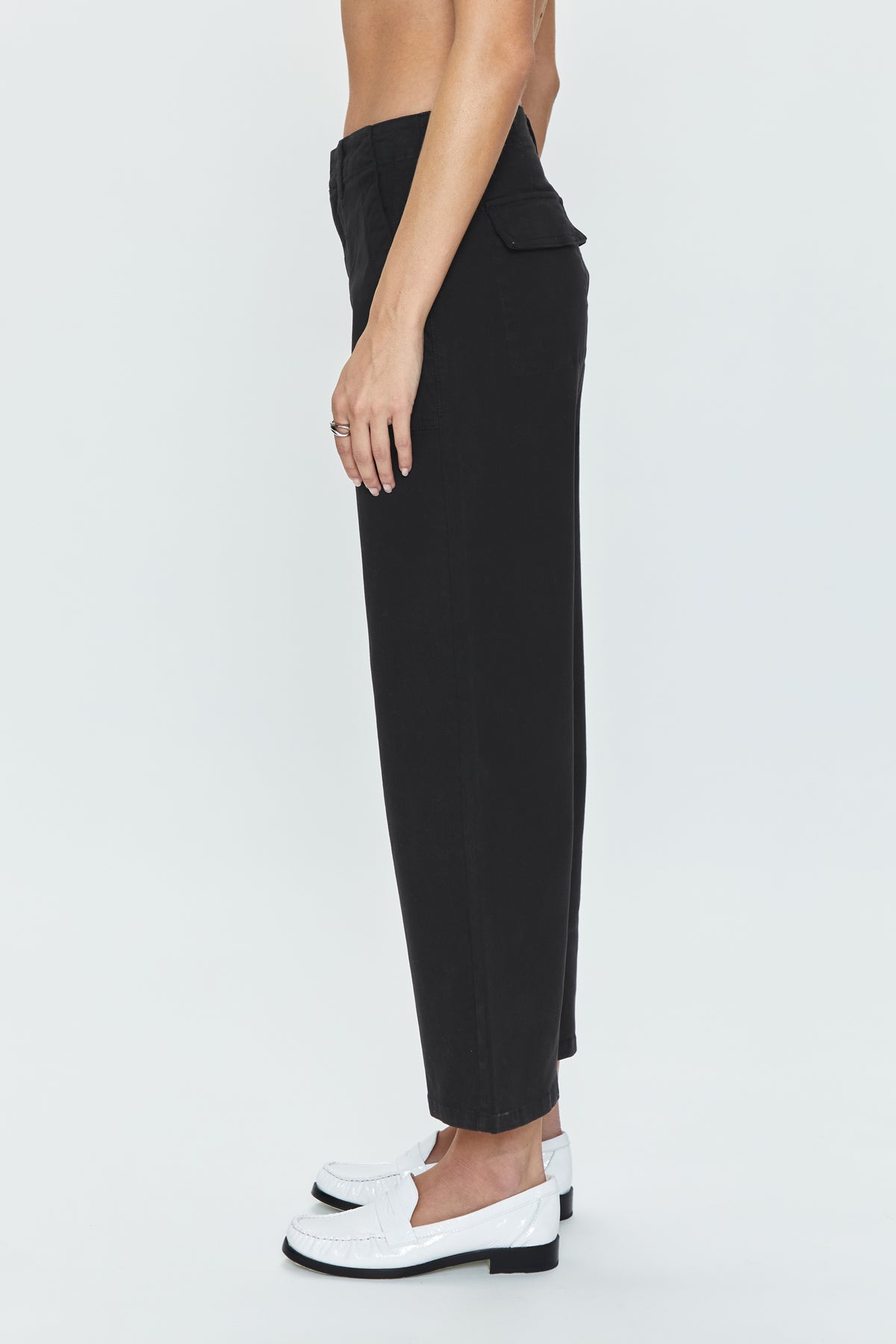PISTOLA Sophia Wide Leg Utility Ankle in Black