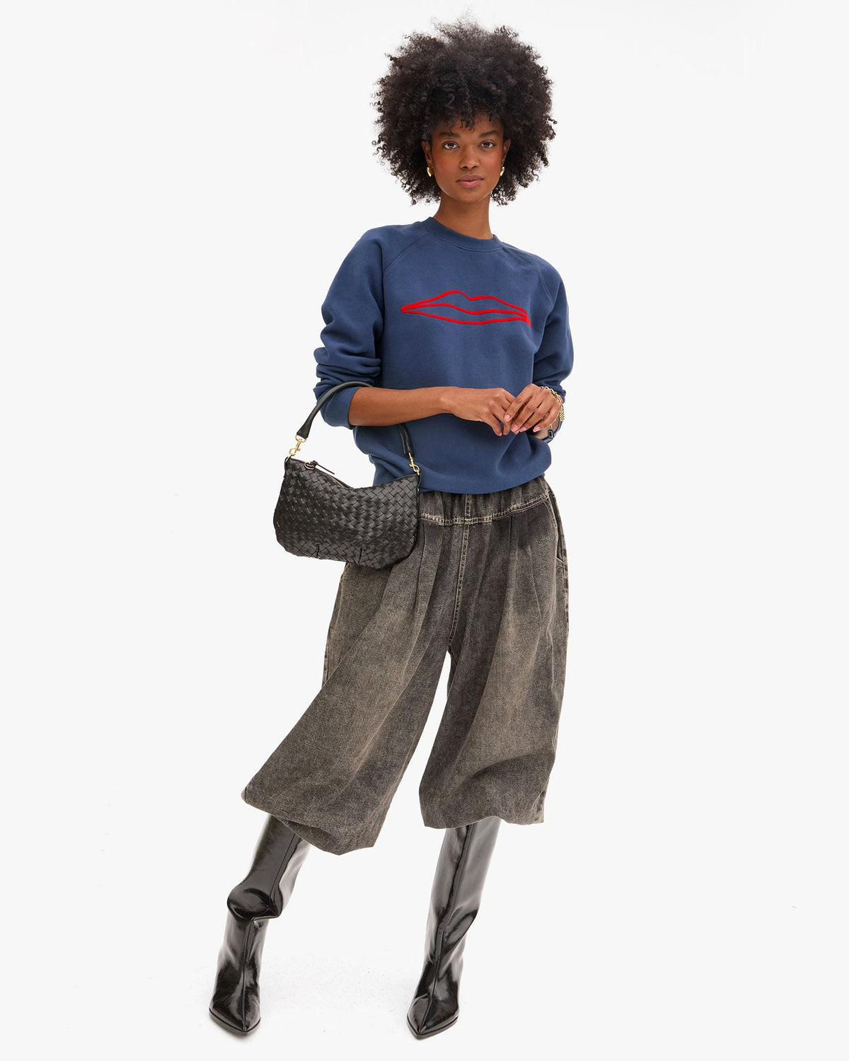 Clare V. Petit Moyen Messenger - Medium Woven Diagonal