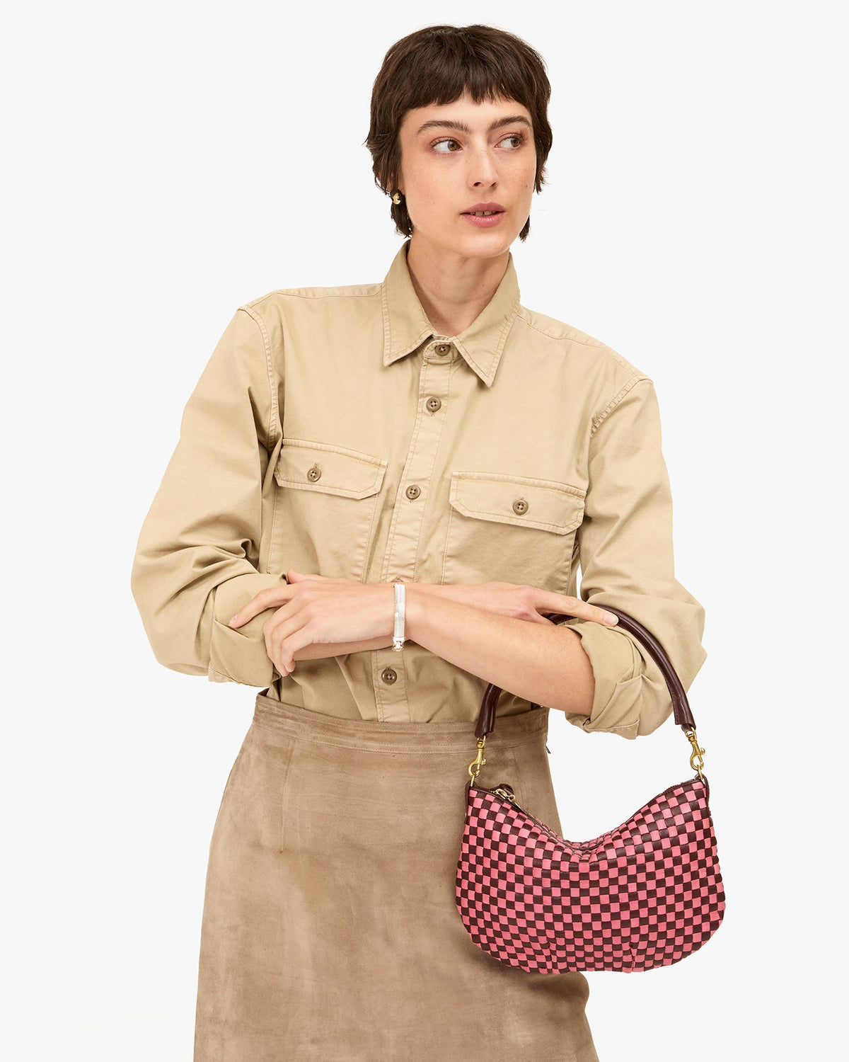 Clare V. Petit Moyen Woven Messenger