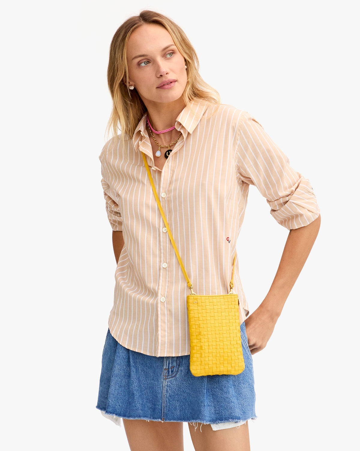 Clare V. Woven Checker Poche