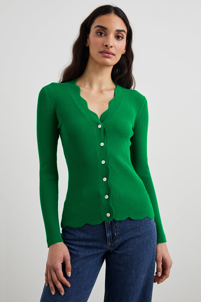 Rails Dita Button Front Knit Top Kelly Green
