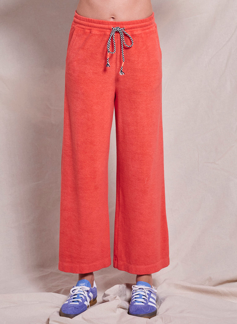 Sundry Loop Terry Crop Lounge Pant Deep Raspberry