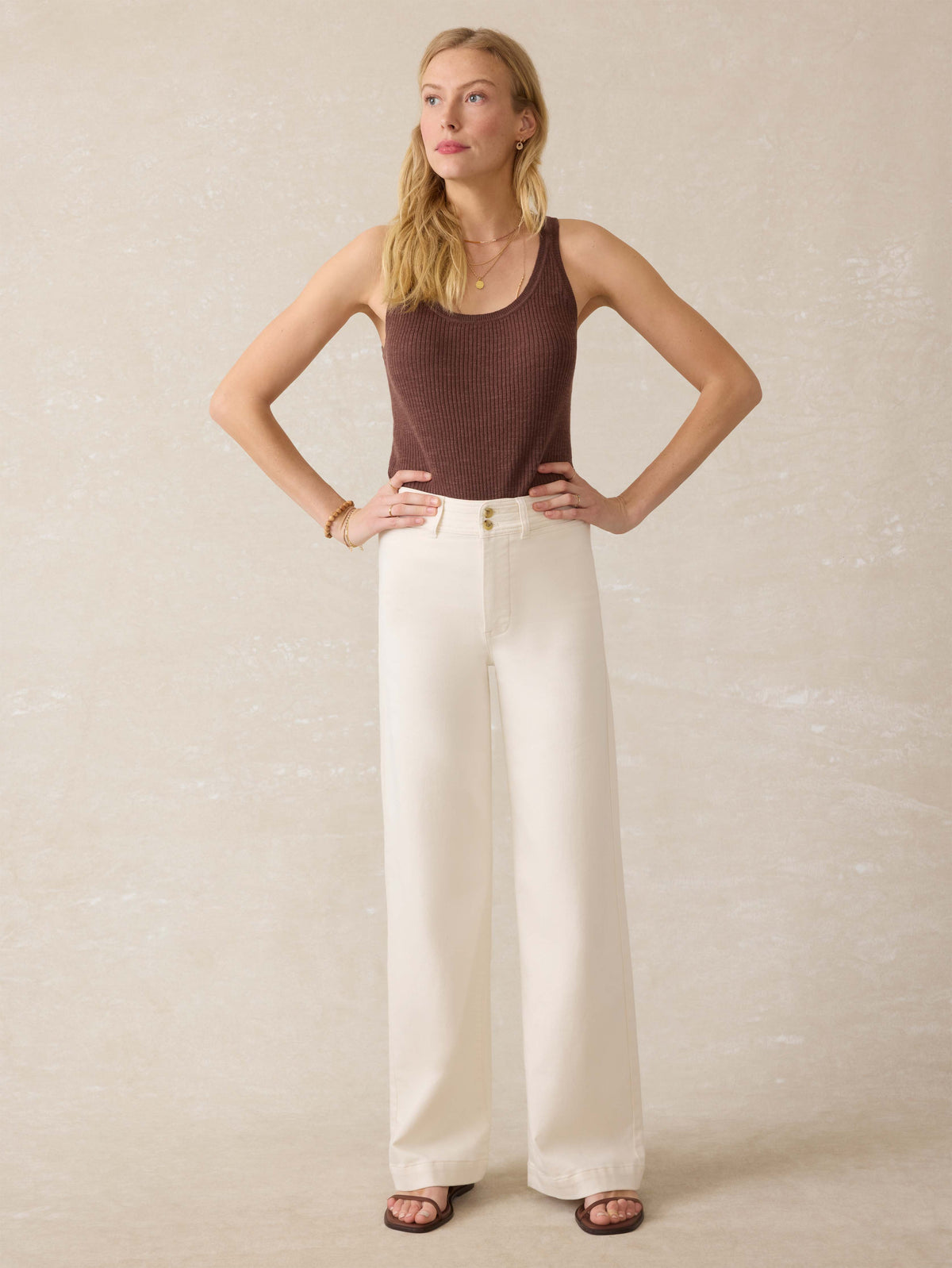 Faherty Stretch Terry Harbor Pant in Egret
