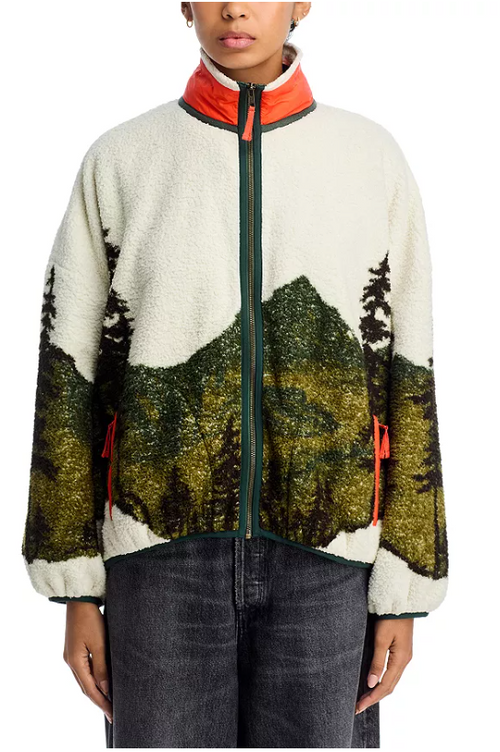 THE GREAT. The Plush Terrain Full-Zip in Mountain View Landscape