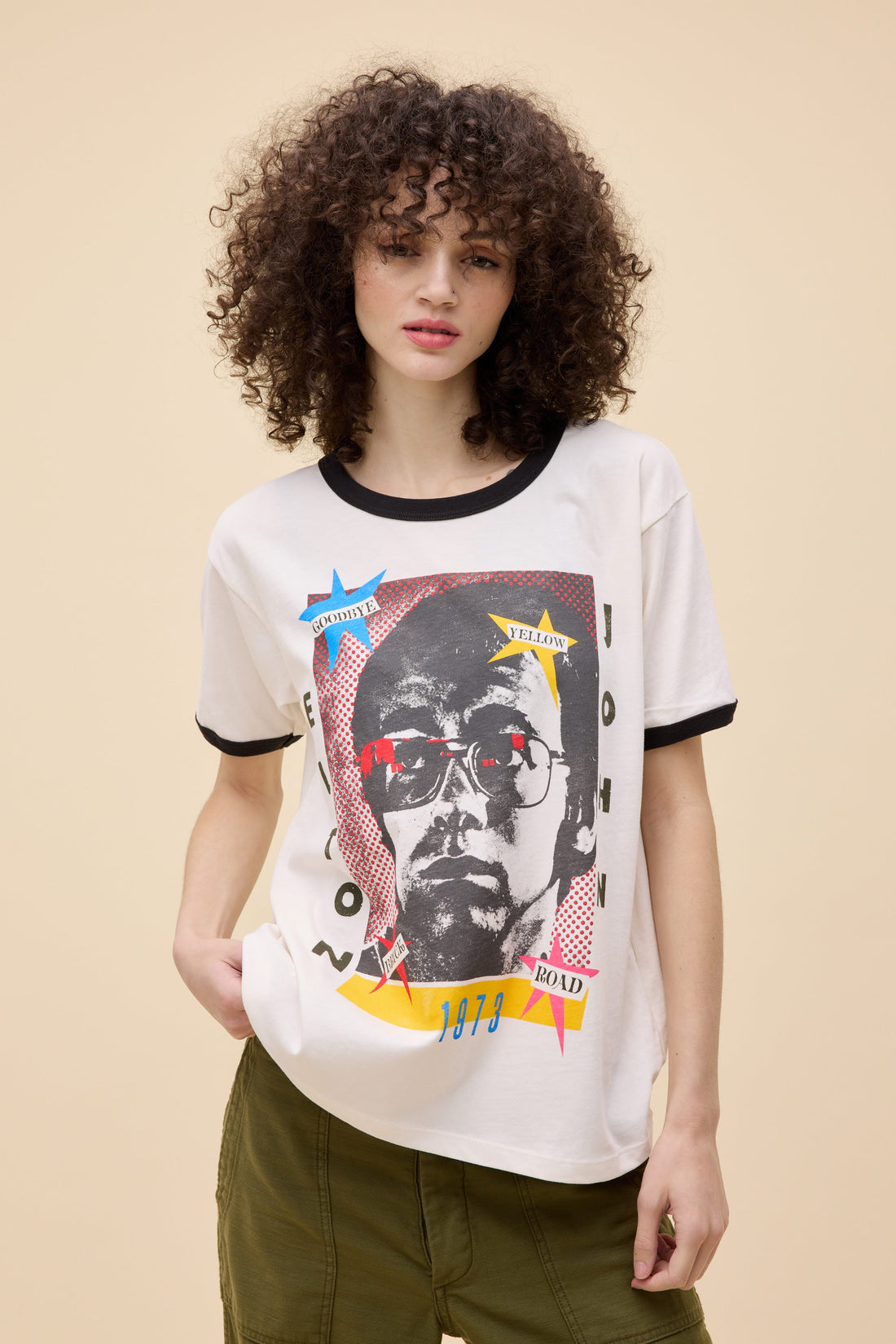 DAYDREAMER Elton John 1973 Pop Art Oversized Ringer Tee