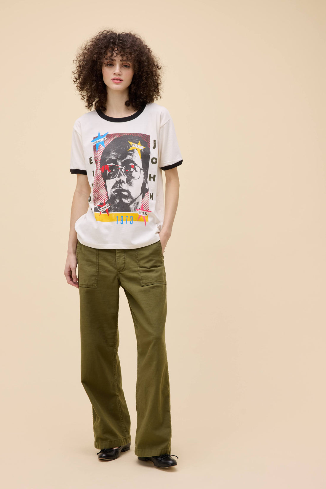 DAYDREAMER Elton John 1973 Pop Art Oversized Ringer Tee