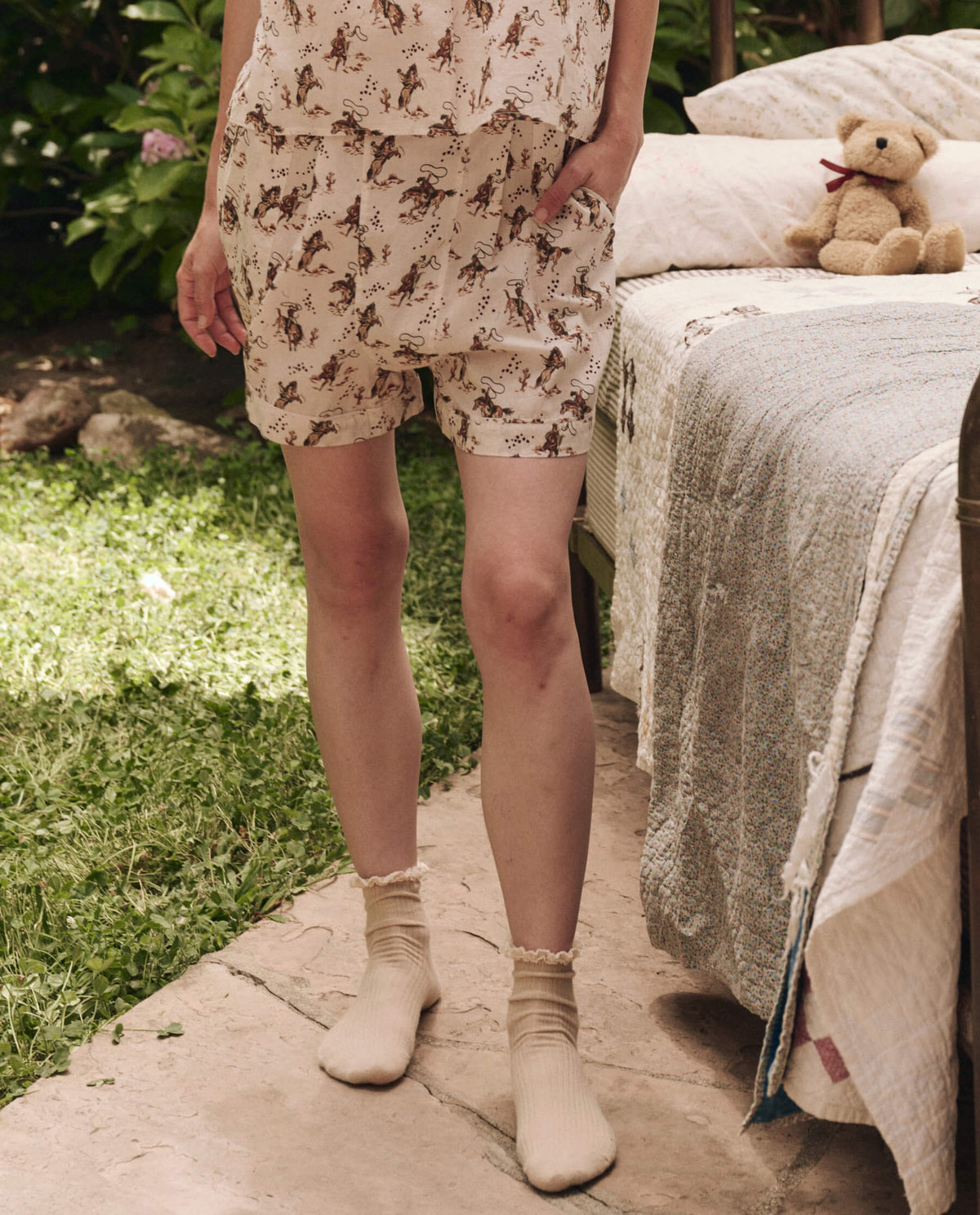THE GREAT. The Square Pajama Short Cream