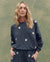 THE GREAT. The Slouch Sweatshirt w/ Daisy Embroidery in Heathered Vintage Blue